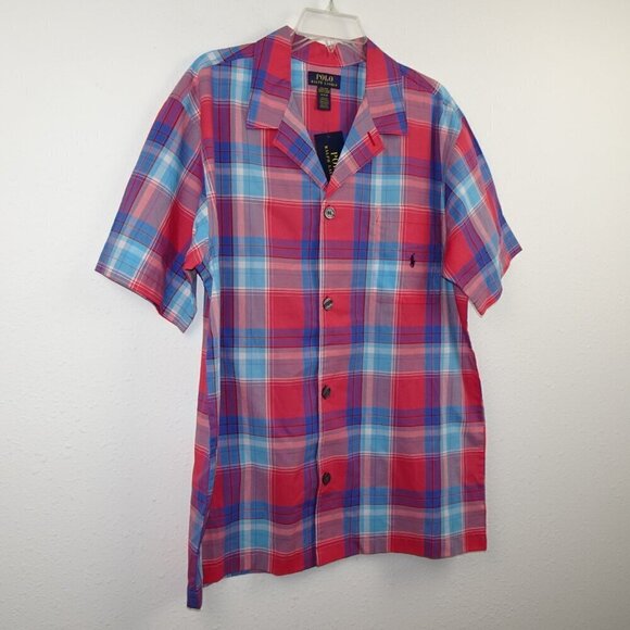 Polo Ralph Lauren Pajama Shirt Top Men's Size M Red Button Front Short Sleeve - Picture 3 of 8